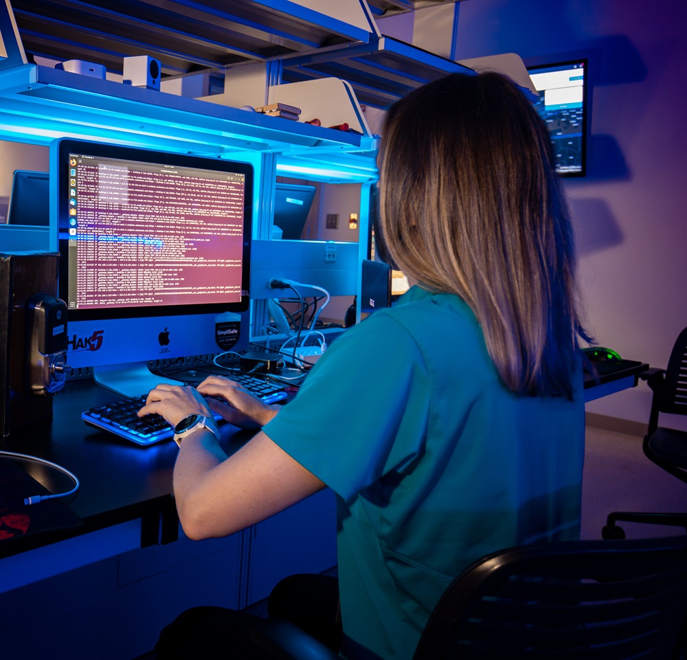 A student works in the IoT lab