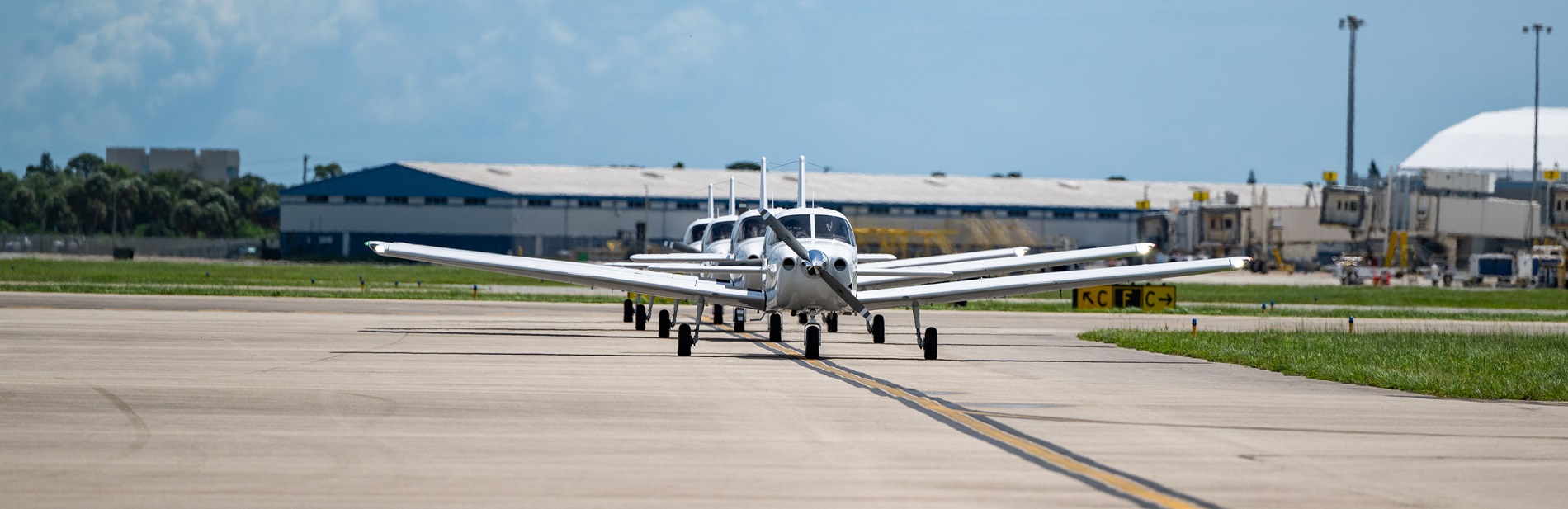 Piper aircraft arriving at Melbourne Orlando international airport