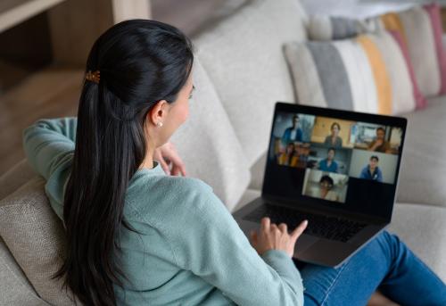 Student attending online meeting