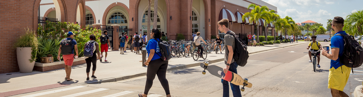 students walking on campus