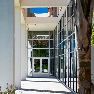 The front entrance of the Gordon L. Nelson Health Sciences Building