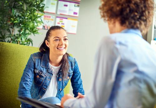 Woman talking to therapist